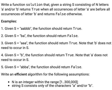 Examples 1. . Write a function solution that given a string s consisting of n letters c